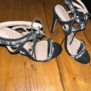 Carvela Black and White Strappy Heels